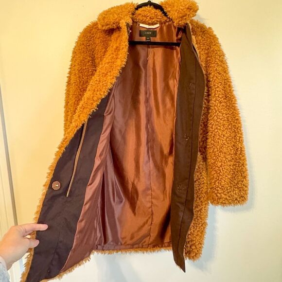 NWOT! J.Crew The Textured Teddy Coat - Caramel (Tan) | Size XXS - Picture 12 of 12